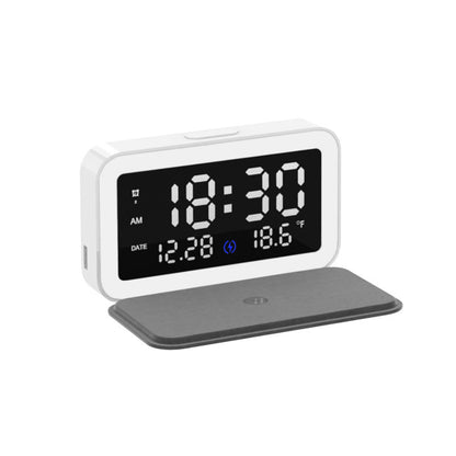 6 IN 1 Wireless Charging Clock Digital Thermometer 15W Wireless Chargers LED Night Light Alarm Clock Mobile Phone Fast Charging